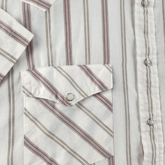 H Bar C Ranchwear Arco 1018 USA Western Pearl Snap Short Sleeve Striped Size 17 - Picture 5 of 16